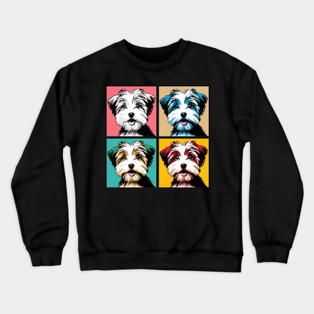 Pop Retro Biewer Terrier Art - Cute Puppy Crewneck Sweatshirt by PawPopArt